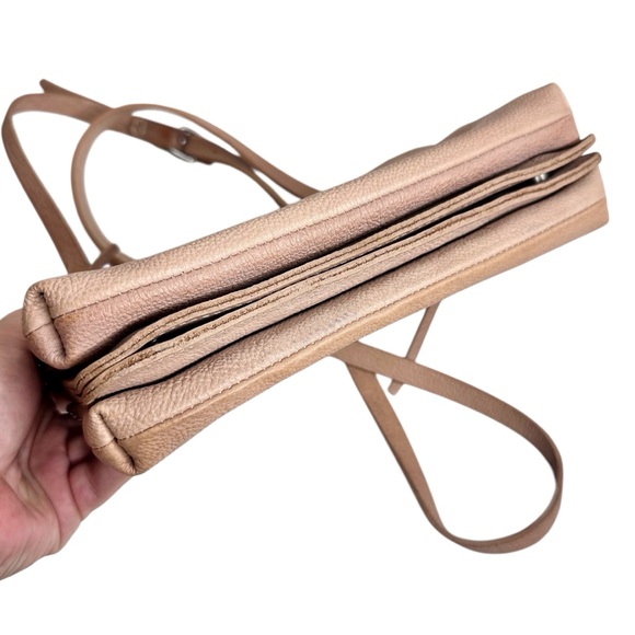 Madewell Twin Pouch Leather Crossbody Bag Washed Leather Light Tan Purse - Picture 11 of 16